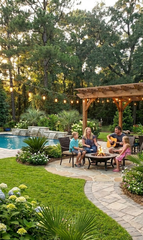 Freshly cleared property with a manicured backyard oasis in the NC Piedmont Triad